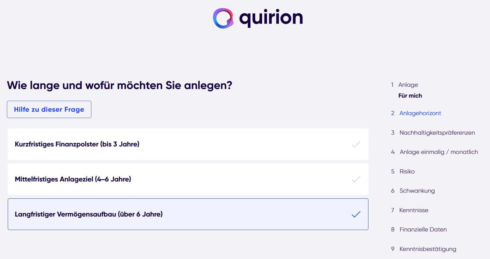 2_quirion erfahrungen robo advisor Anlagenhorizont