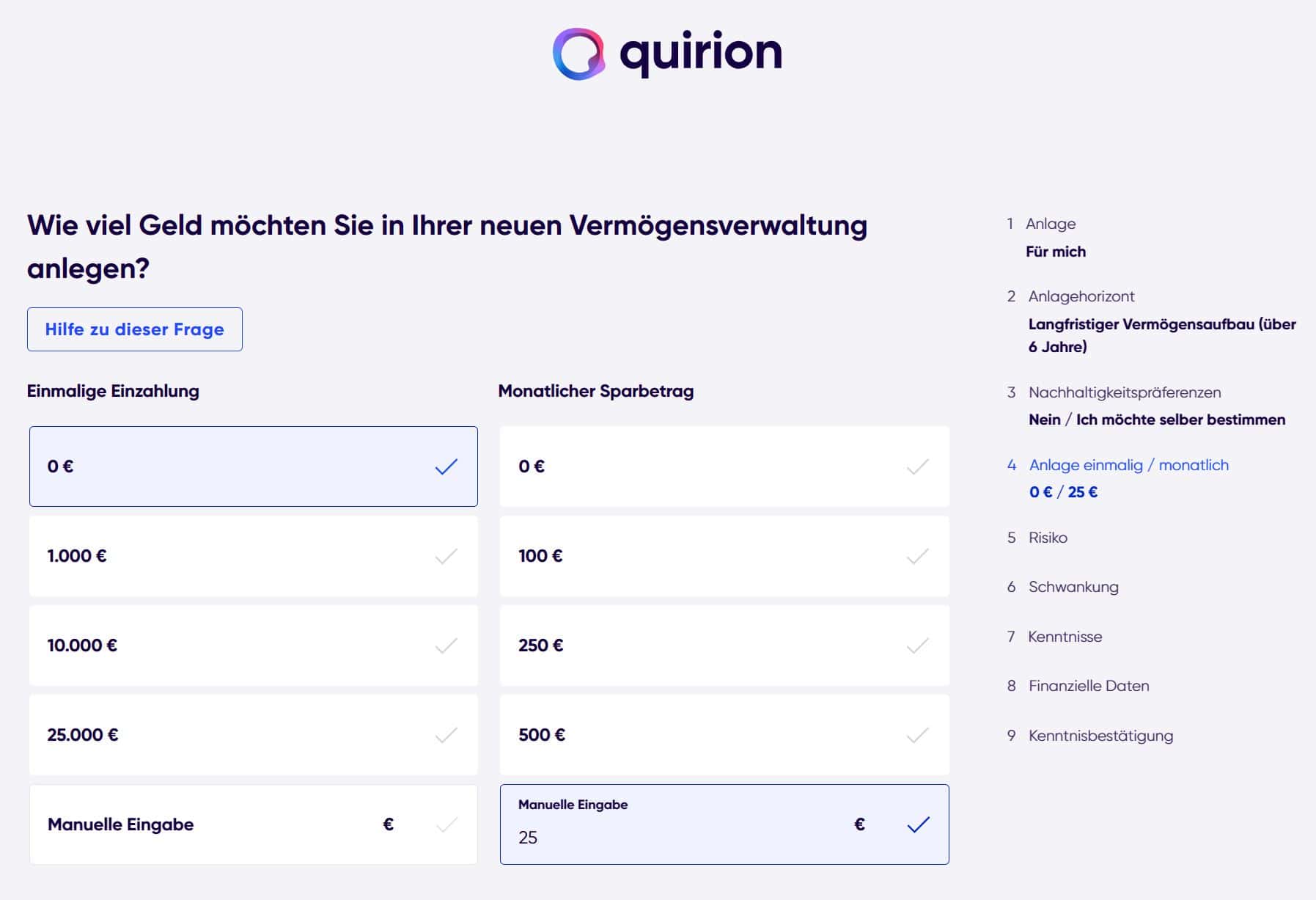 4_quirion erfahrungen robo advisor Anlage einmalig monatlich