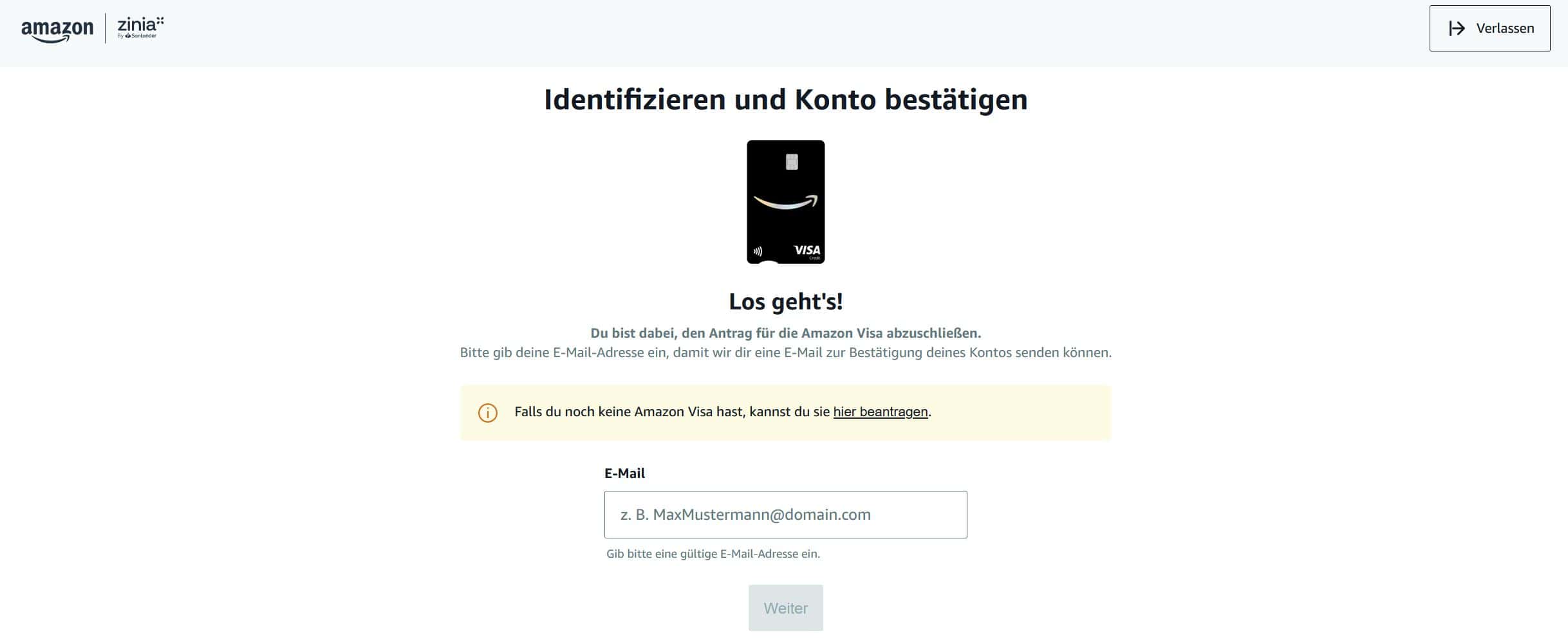 Amazon Visa Identifikation