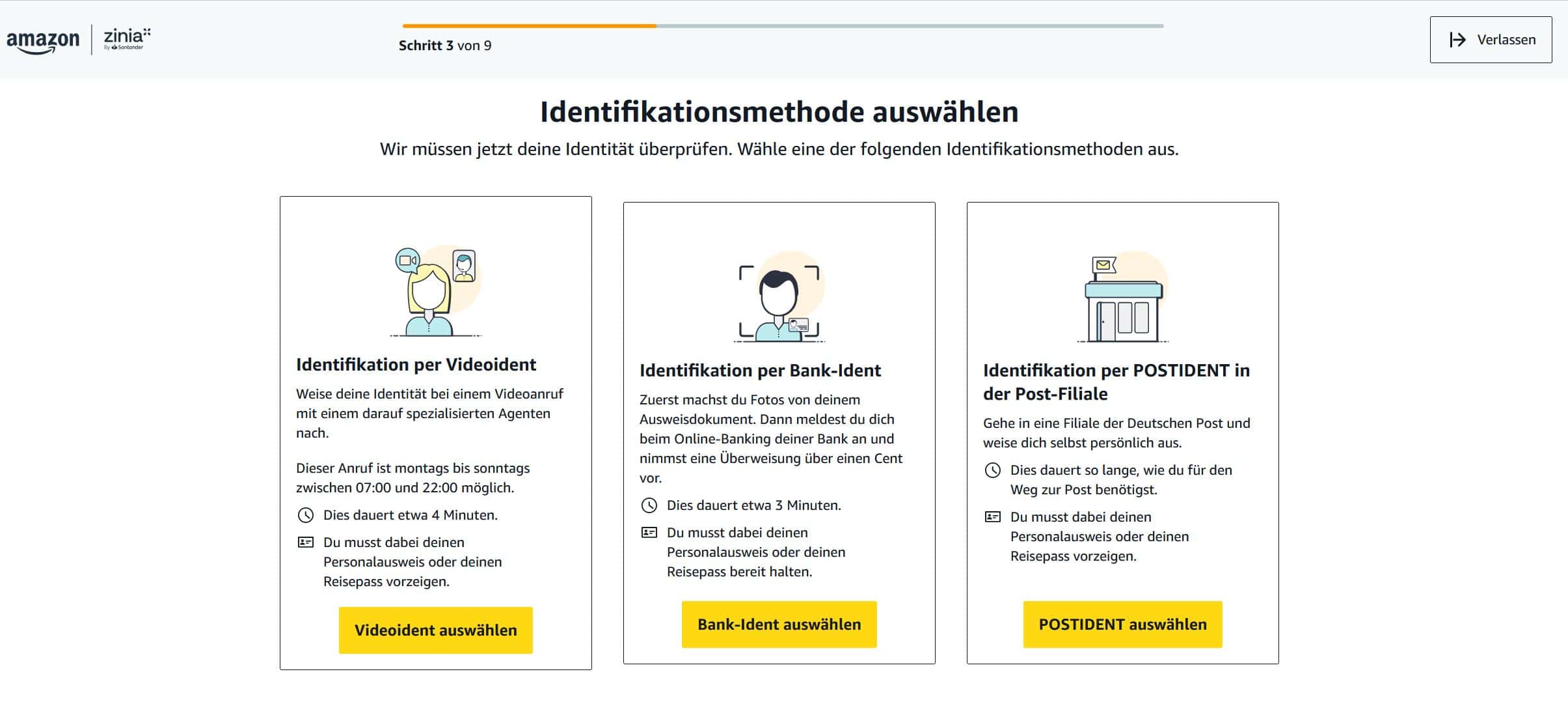 Amazon Visa Identifikation