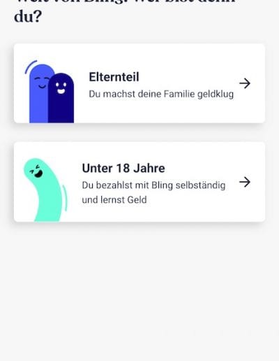 Bling Card App Registrierung Elternkonto