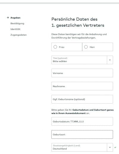 Comdirect Junior Depot eröffnen Angaben zur Mutter