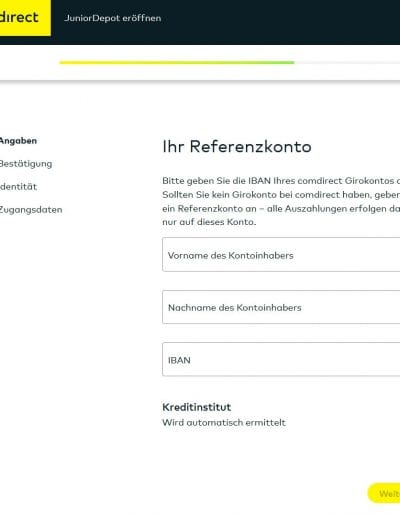 Comdirect Junior Depot eröffnen Angaben Referenzkonto