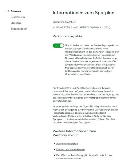 Comdirect Junior Depot eröffnen Angaben Sparplan Zustimmung