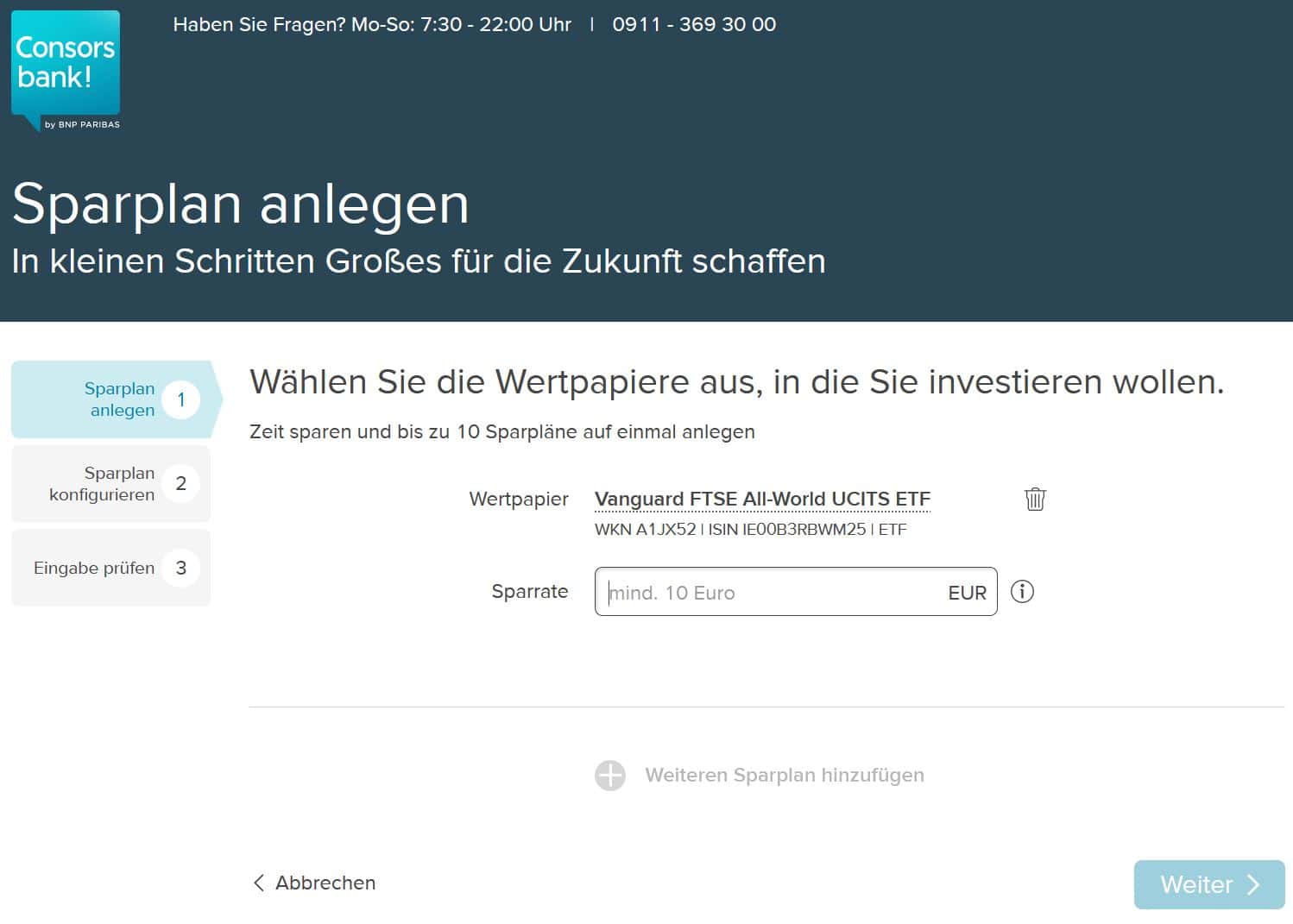 Consorsbank Sparplan anlegen