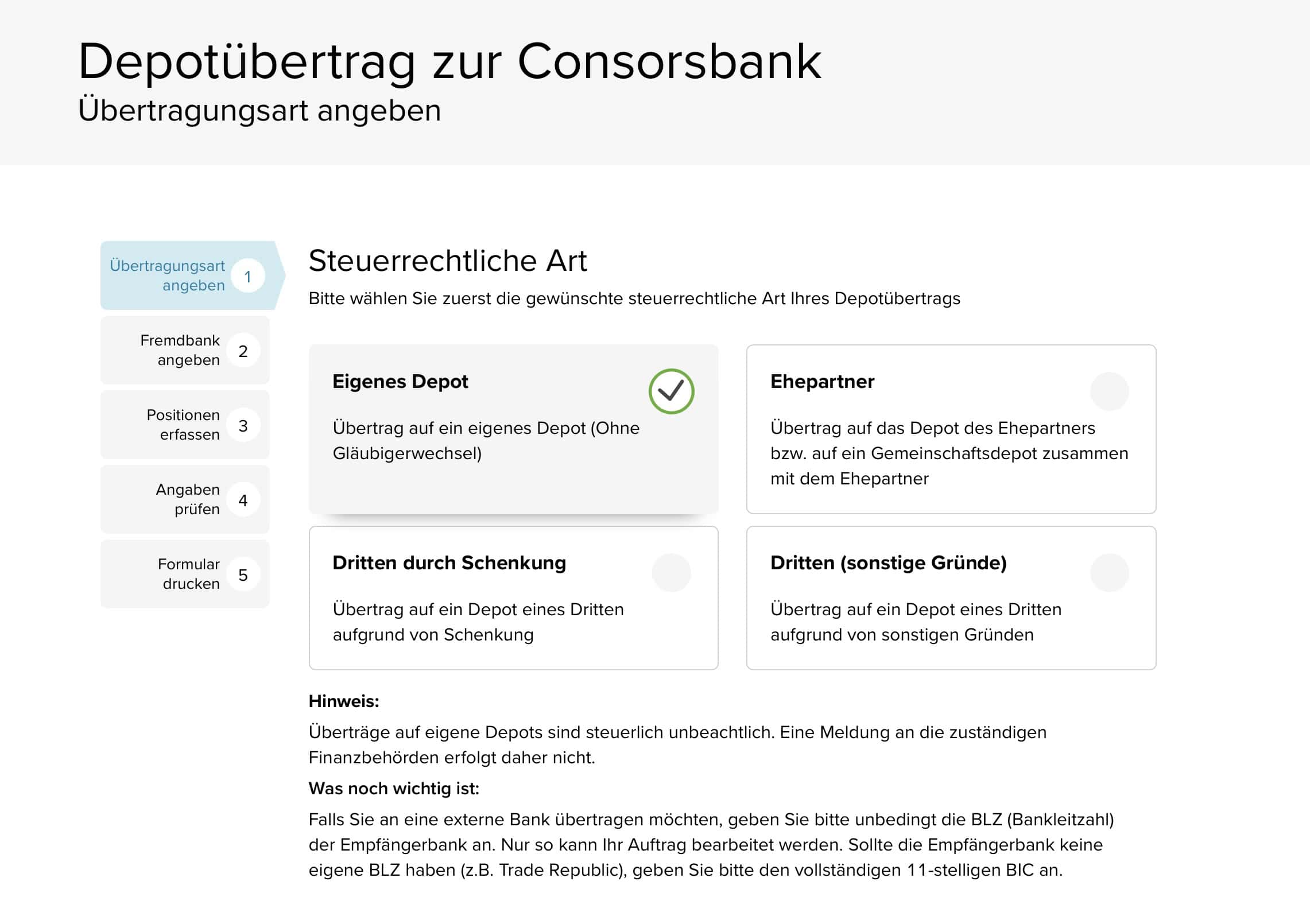 Depotübertrag zu Consorsbank
