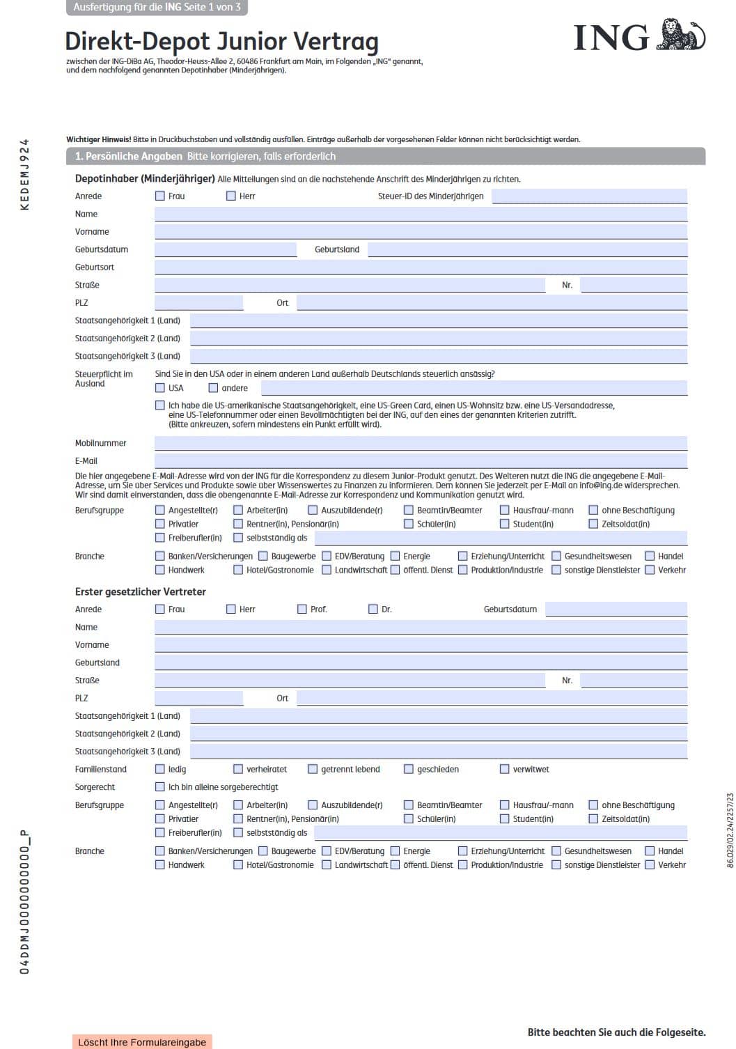 ING Direkt-Depot Junior Vertrag PDF