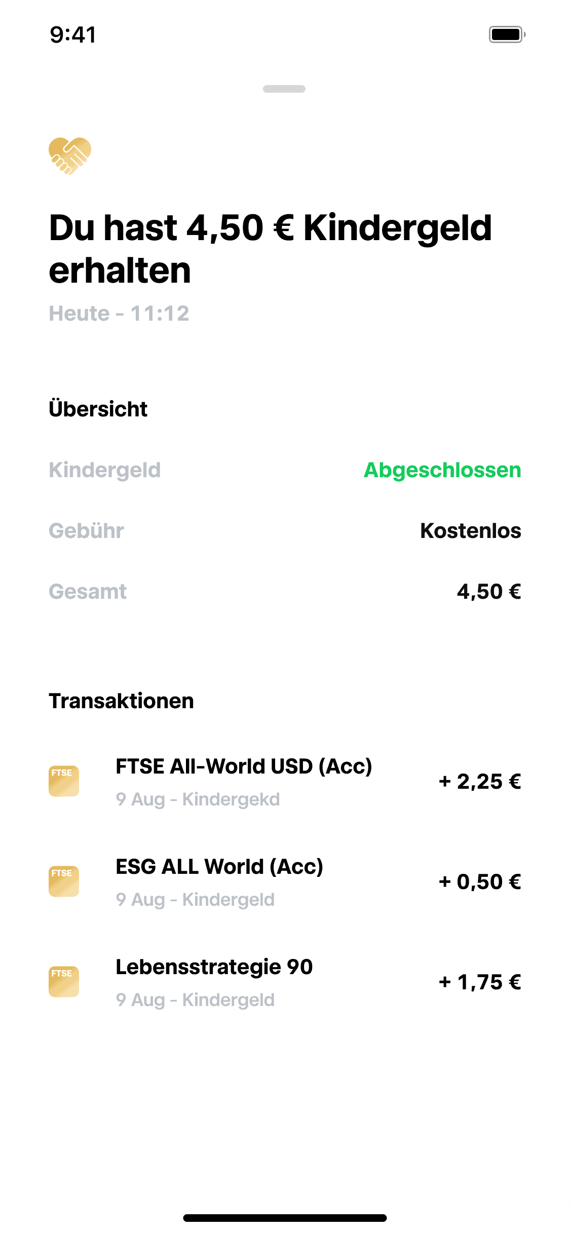 Trade Republic Kinderdepot Kindergeld
