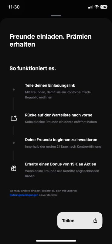 Wann bekomme ich die 15 € von Trade Republic
