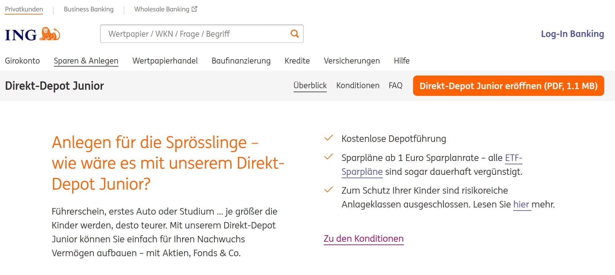 ing direkt-depot Junior eröffnen