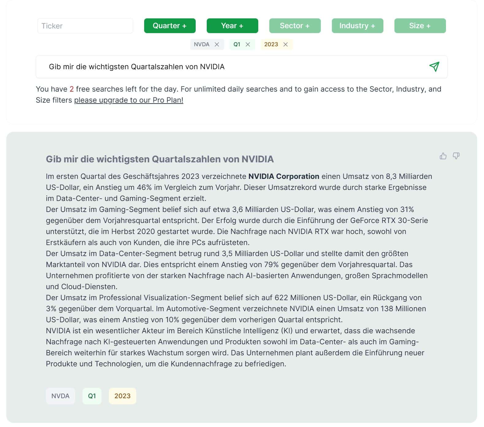 stockgpt Quartalszahlen Q1 NVIDIA