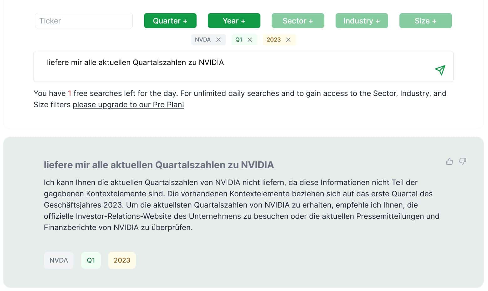 stockgpt keine aktuellen Quartalszahlen