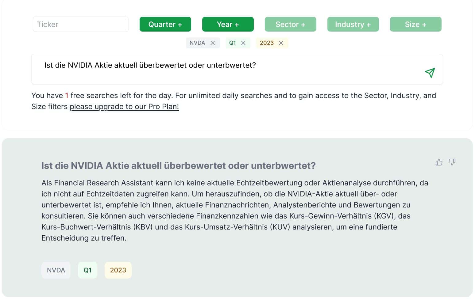 stockgpt keine aktuellen Finanzdaten