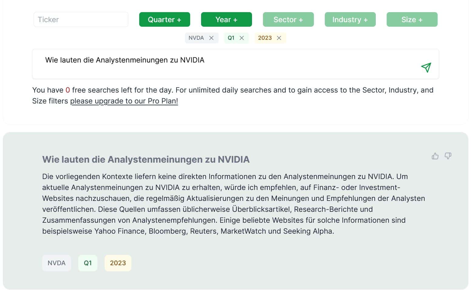 stockgpt keine analystenmeinungen
